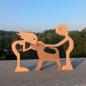 Preview: Holzfiguren Herrchen mit Frauchen und Hund